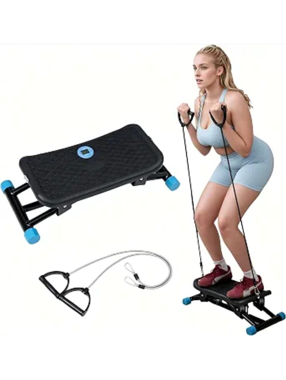 Ski Exercise Machine 3-in-1 Full Body Cardio Trainer with Resistance Bands